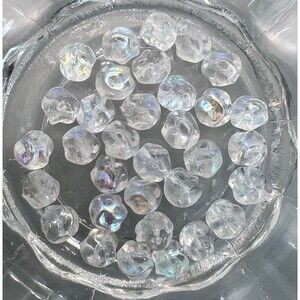 32pcs Beads for Jewelry Clear AB Puckered Glass Beads #22193